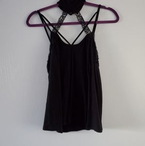 Black lace choker neck top